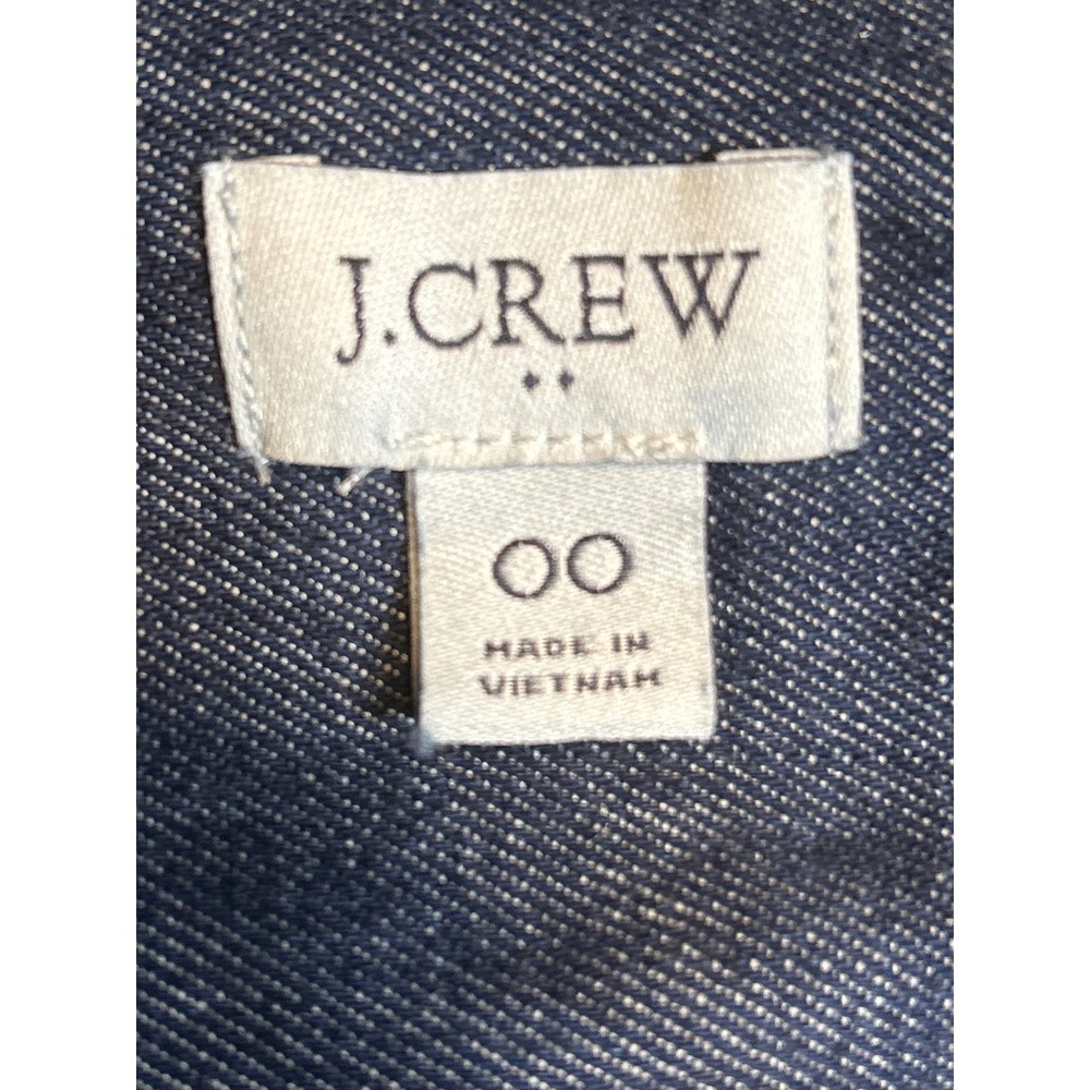 J. Crew‎ Denim Tie Waist Mini Dress Dark Blue Women's Size 0 EUC - Picture 6 of 7